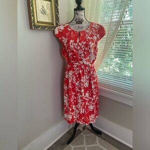 Jones NY Floral Tie Belt Dress ~ 12